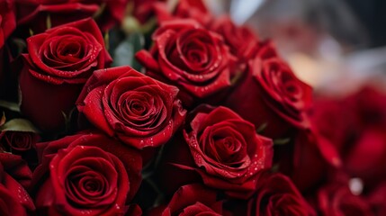 Photo of red roses beautiful bouquet of valentine's day. Generative Ai 