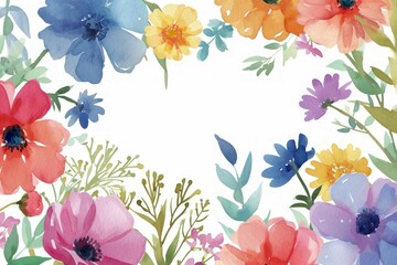 Beautiful floral with watercolor spring tulip flowers. Empty Space,Copy space for Text