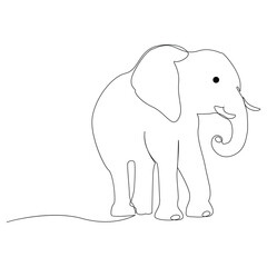 World wild life continuous single line art drawing and elephant one line outline vector art  illustration