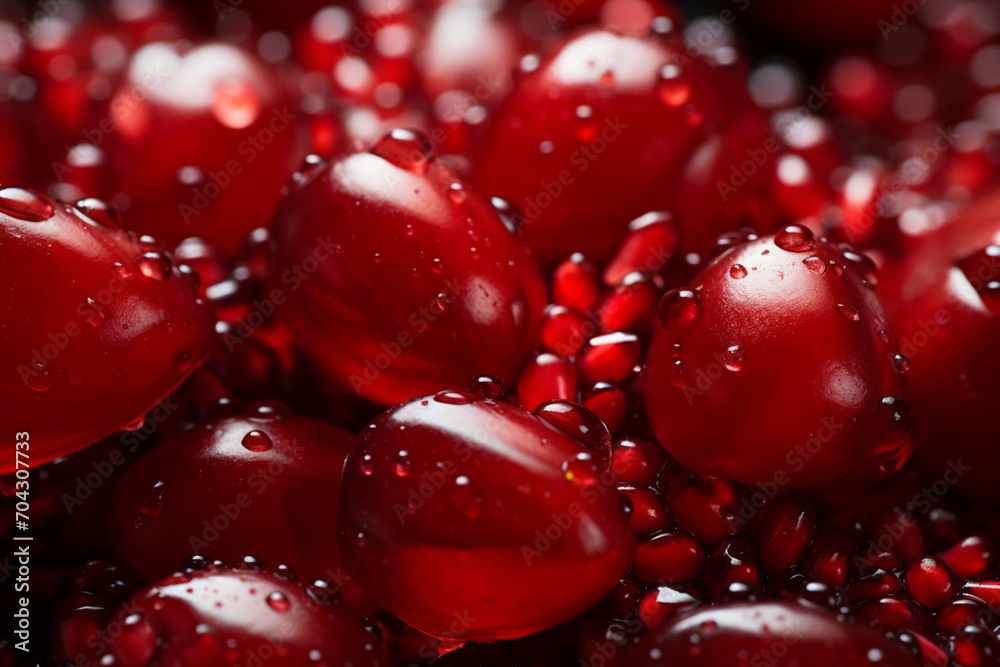 Aufkleber pomegranate - deep red abstract seeds scattered on a juicy background.