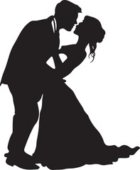 Romantic Couple Kissing Silhouette Vector Illustration