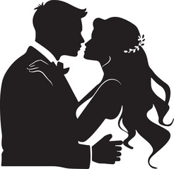 Romantic Couple Kissing Silhouette Vector Illustration