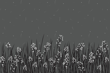 Illustration silhouette of flower grass on grey background.