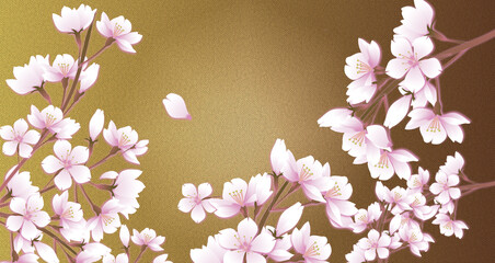 桜の金屛風背景素材