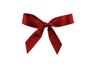 Fototapeta premium Satin ribbon bow red color isolated on white background