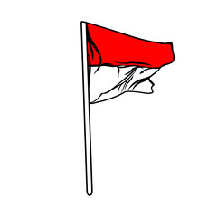 red and white Indonesian flag flies