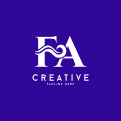 Letter FA ocean wave vector logo icon symbol minimalist illustration design for pool or aqua related logo