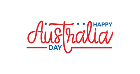 Happy Australia Day Handwritten text calligraphy vector illustration. Great for celebrations, events, and festivals