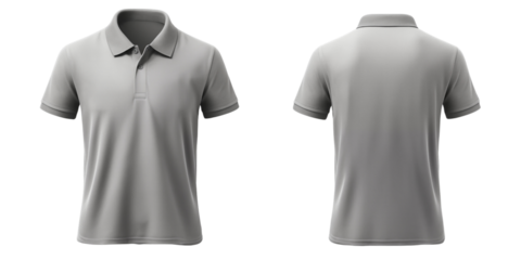 Grey Polo Shirt Front and Back Mockup Isolated Transparent, Generative