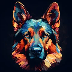 Fotobehang German shepherd dog colorful art poster © Oksana
