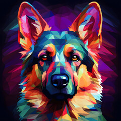 German shepherd dog colorful art poster
