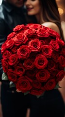 Bouquet of red roses with beautiful heart. Generative Ai