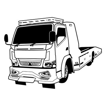 recommend clip art: towing truck front side view line art