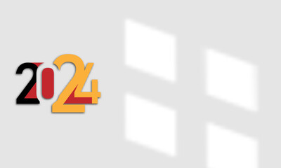 2024 new year text with shadow on grey background. Vector illustration.