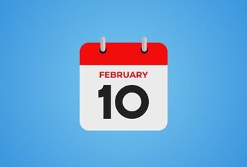 10 February 2024 calendar icon on blue background. Illustration design. 