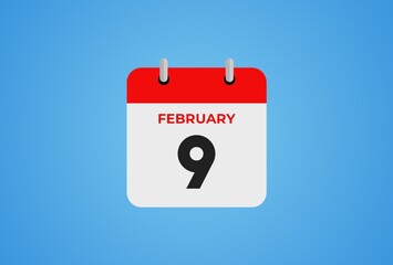 09 February 2024 calendar icon on blue background. Illustration design. 