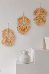 Natural boho minimalist decorative elements.