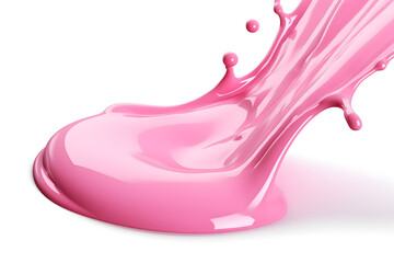 Smooth glossy pink liquid cream splash isolated on white background