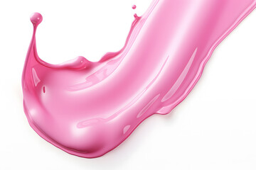 Smooth glossy pink liquid cream splash isolated on white background