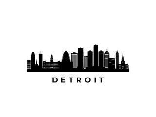 Fototapeta premium Vector Detroit skyline. Travel Detroit famous landmarks. Business and tourism concept for presentation, banner, web site.