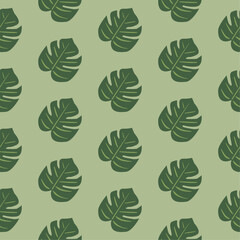 Seamless background of Monstera leaves