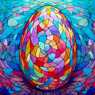 Vibrant background with Easter egg in mosaic style 