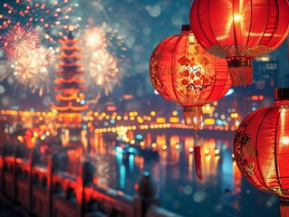 Light lamp vintage  lantern chinese new year celebrations background