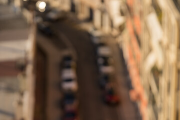 Blurred background of Nice old town with afternoon sun light - obrazy, fototapety, plakaty