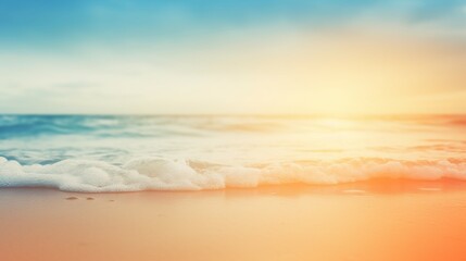Serene Summer Escape: Abstract Beach Blur in Tropical Paradise - Ideal Vacation Concept for Relaxation and Tranquility by the Ocean Shore