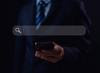 Use technology on the computer mobile phones and laptops to search for information and content on the internet online websites Ideas for increasing business efficiency in data, media and social media