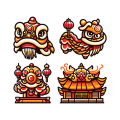 LION DANCE ILLUSTRATION PACK VECTOR