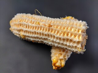 Corn waste on black background