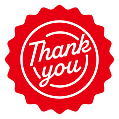 Thank You Sticker round label red