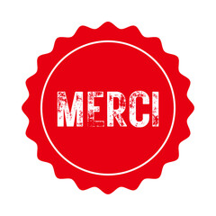 Thank You Sticker round label red merci