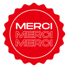 Merci Sticker round red label shop sale