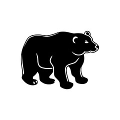 Beautiful bear vector illustration design black and white | Silhouette of a bear 