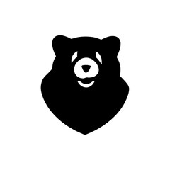 Bear head black and white vector design | Illustration of a bear head svg black