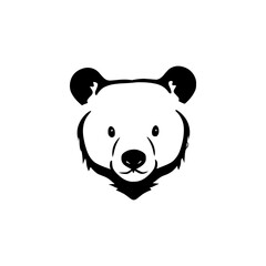 Bear head vector illustration black and white | Silhouette of a bear head