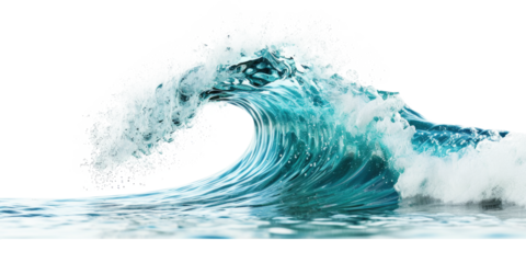 An ocean wave isolated on transparent background.