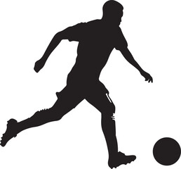 Fototapeta na wymiar Solid Black Silhouette Of A Soccer Player