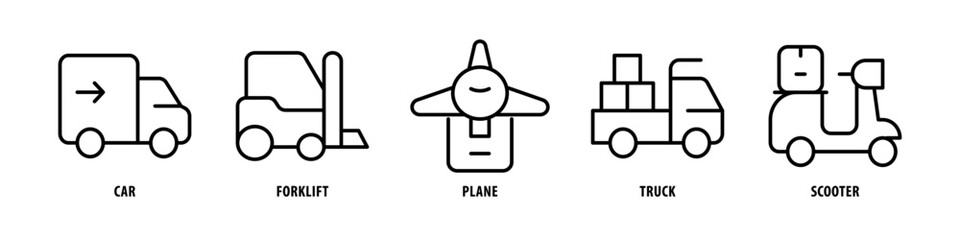 Receive, Protection, Location, Conveyor, Mobile editable stroke outline icons set isolated on white background flat vector illustration.