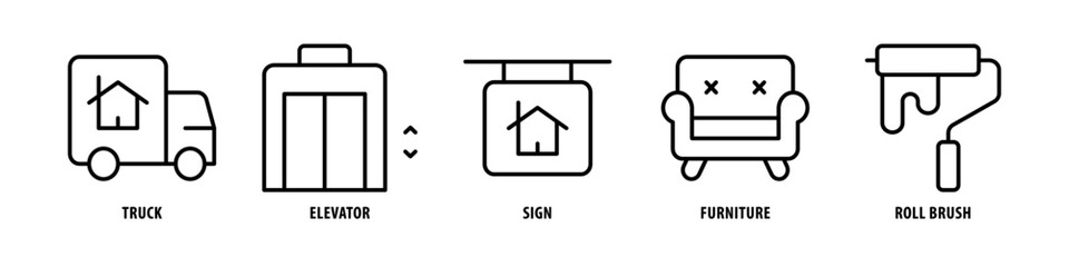 Pliers, Blue Print, Clamp, Lathe Machine, Pressure Press Machine editable stroke outline icons set isolated on white background flat vector illustration.