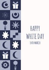 Happy White Day banner in trendy Geometric style. Geometry card design. Vector illustration can used web and social media poster, greeting card and brochure cover. EPS 10 