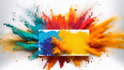 an attention-grabbing banner with a burst of explosion-colored powder isolated on a white background, creating a vivid and captivating HD visual