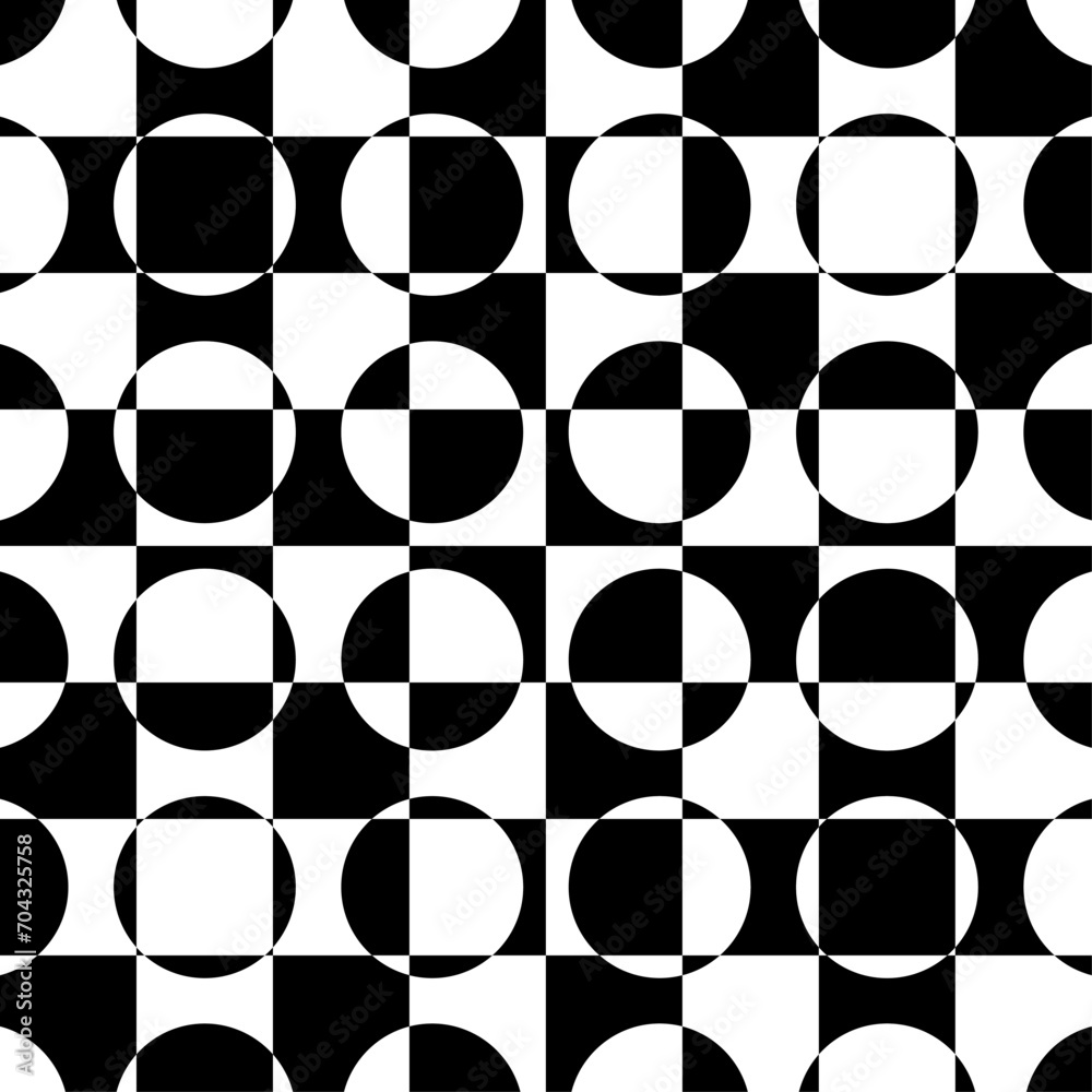Poster seamless abstract bauhaus style trendy vector background, modular geometric tiles composition, dotte