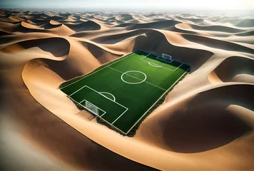 Fotobehang a football (soccer) field in the desert © Meeza