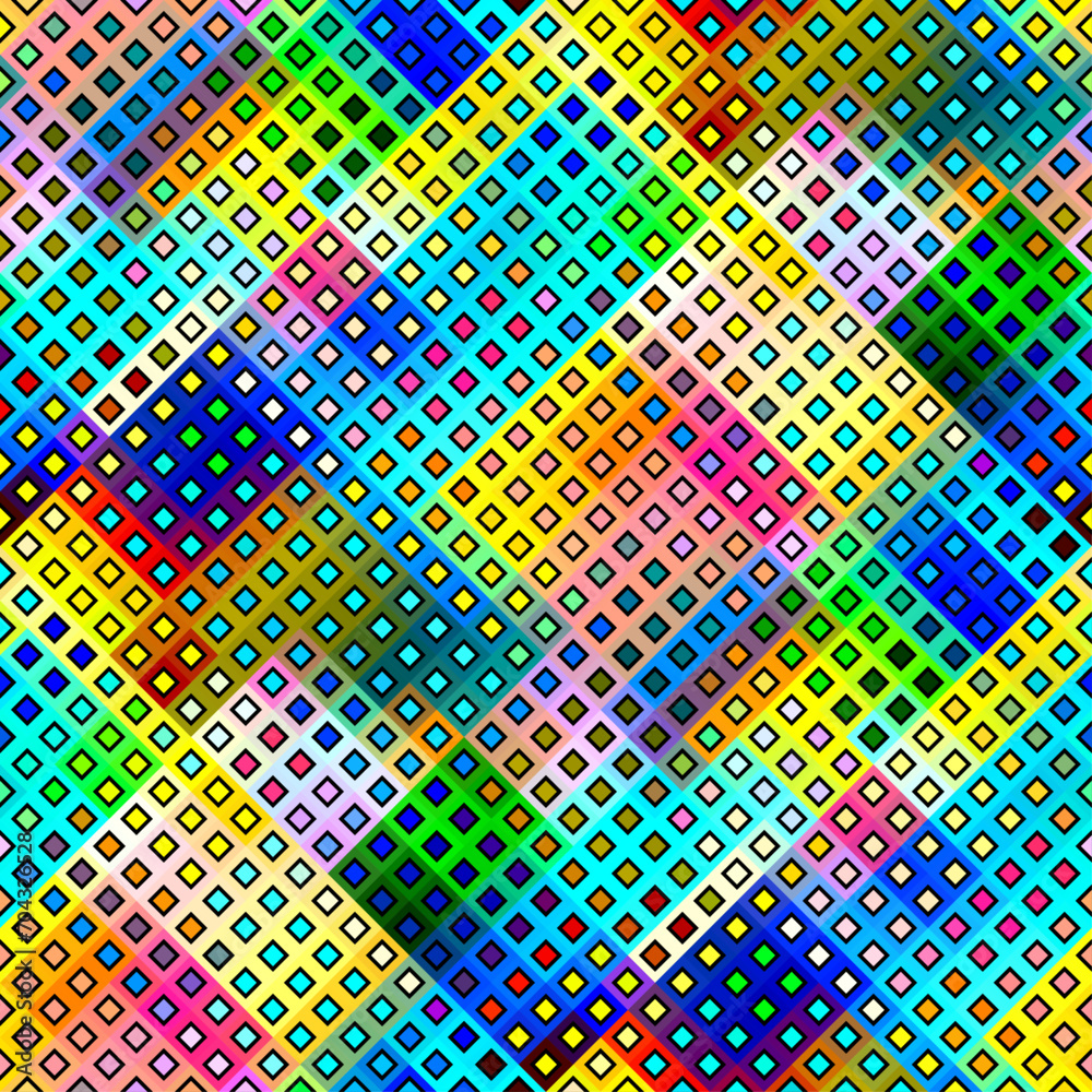 Poster Colored pixel wave seamless pattern. Vector pixel art pattern