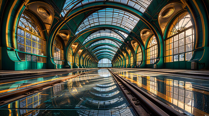 Luxury Railway Station Interior, European Architectural Beauty