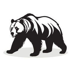 Bear silhouettes and icons. Black flat color simple elegant white background Bear animal vector and illustration.