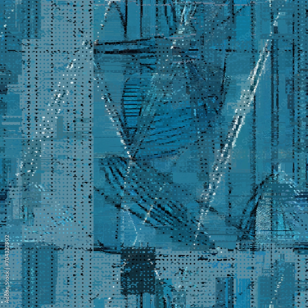 Poster Vector image with imitation of grunge datamoshing texture.